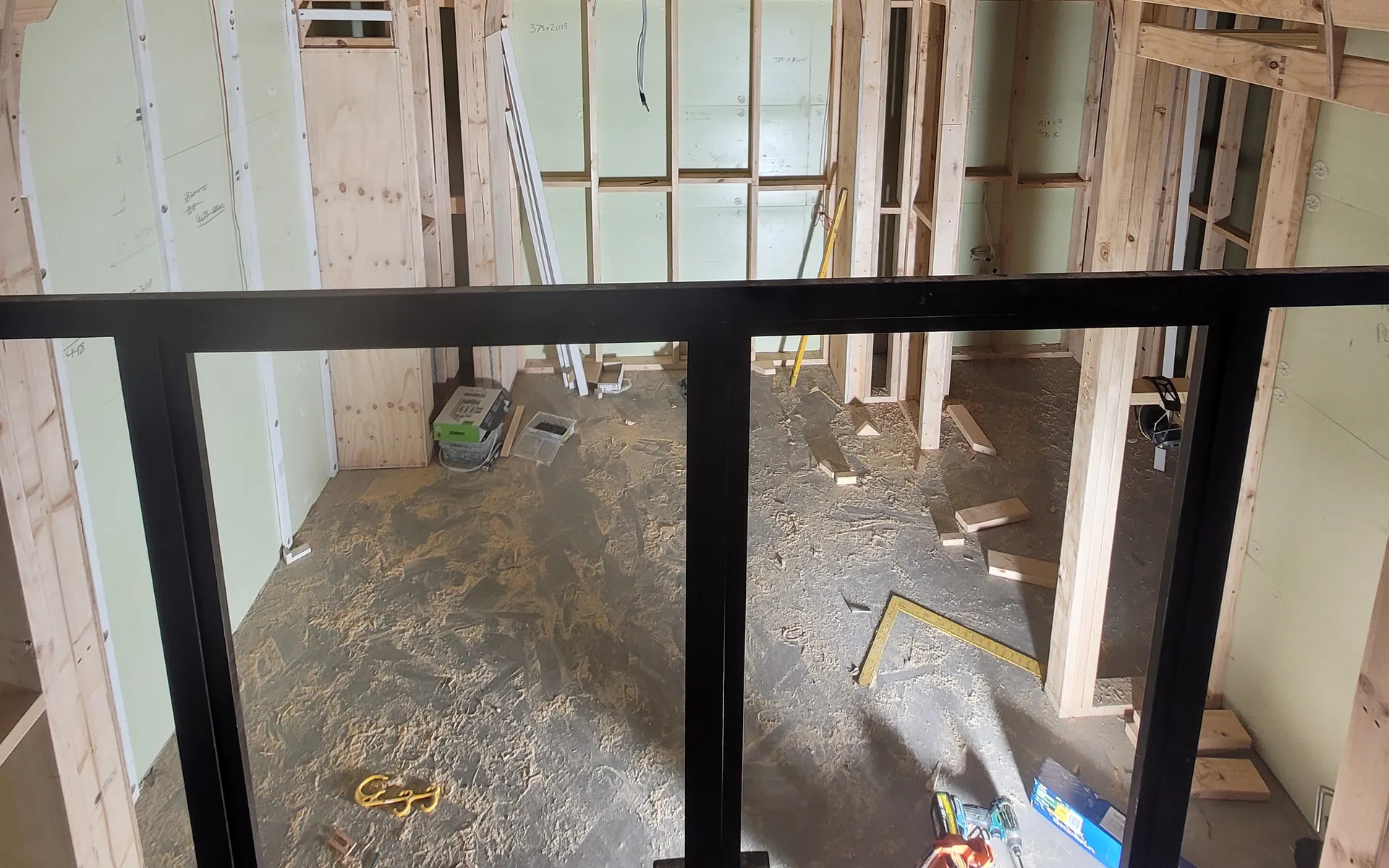 Curved timber-framed ceiling under construction
