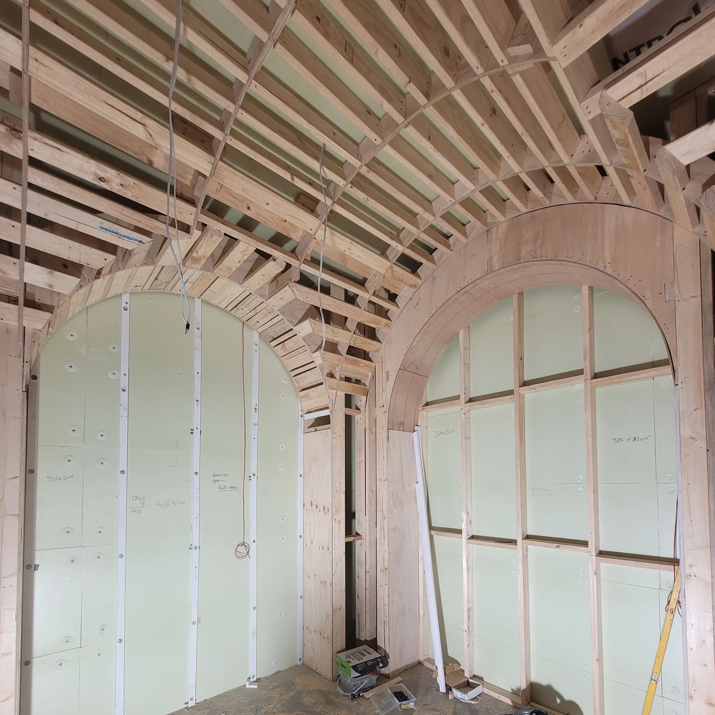 Arched window and ceiling framing