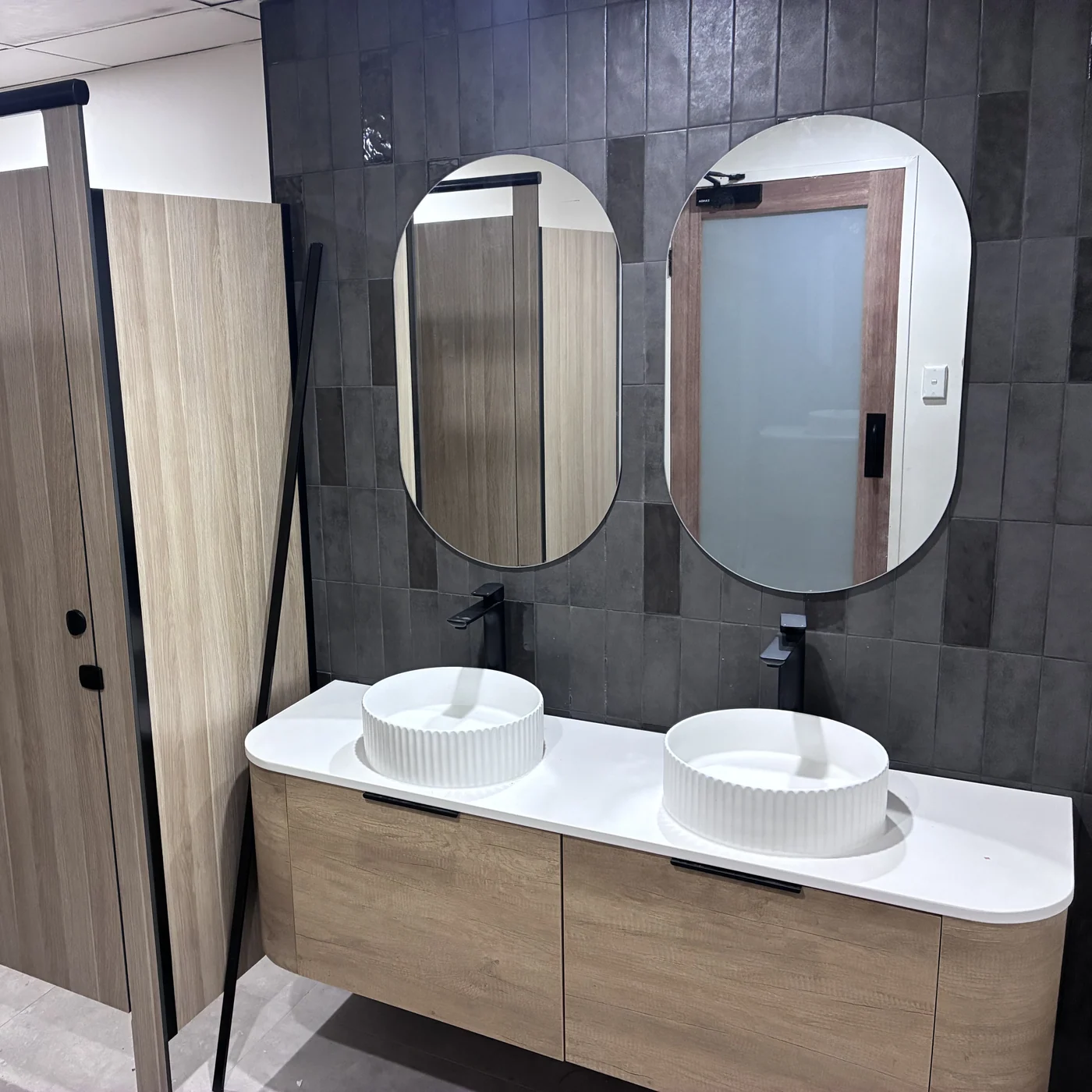 Bathroom renovation with timber joinery