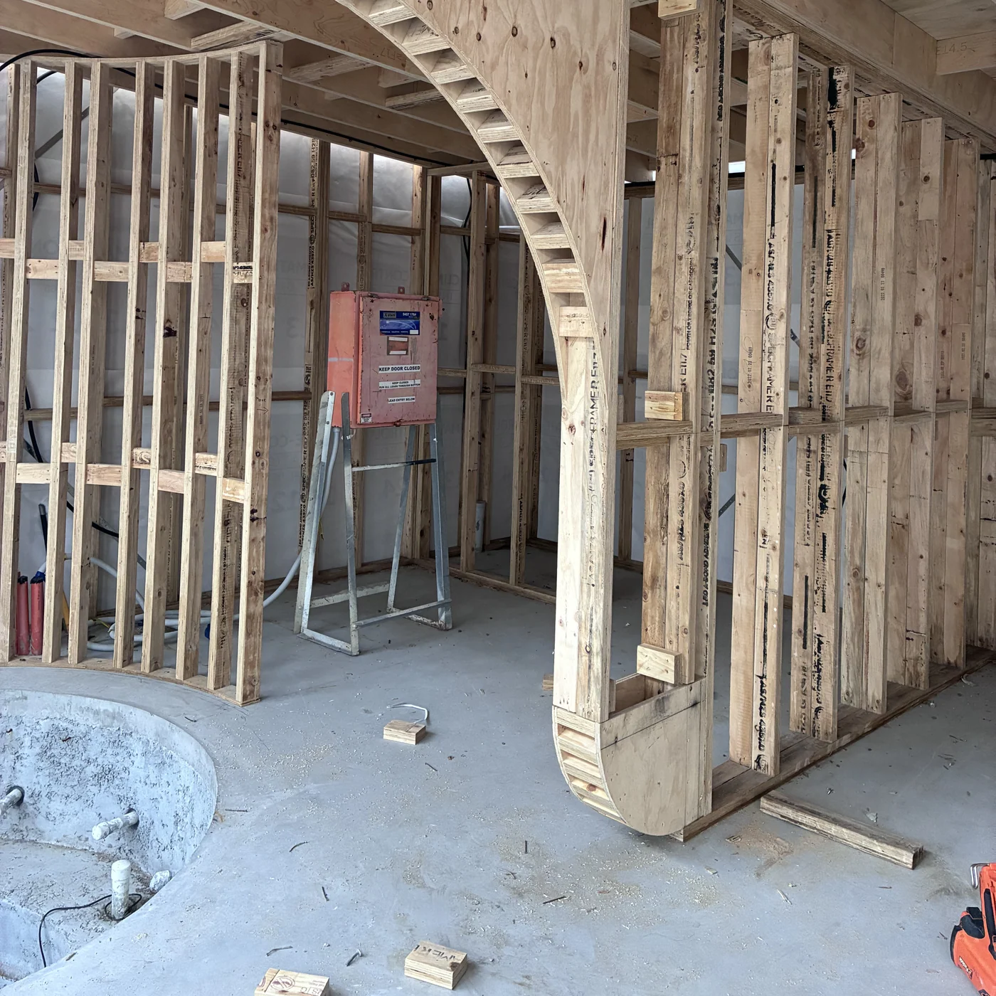 Internal framing during a kitchen renovation